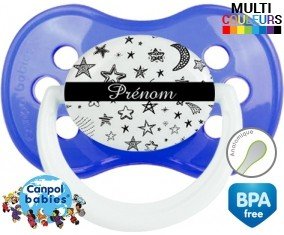 Tetine Étoile lune + prénom embout Anatomique personnalisée