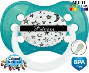 Étoile lune + prénom: Sucette Anatomique-su7.fr