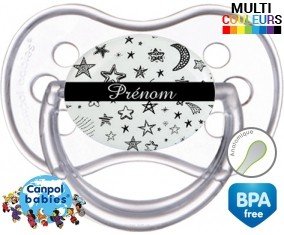 Étoile lune + prénom: Sucette Anatomique-su7.fr