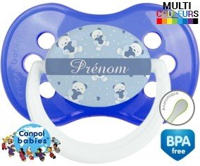 Oursons bleu + prénom : Sucette Anatomique personnalisée