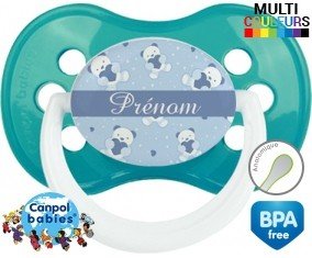 Oursons bleu + prénom: Sucette Anatomique-su7.fr