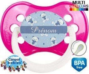 Oursons bleu + prénom: Sucette Anatomique-su7.fr