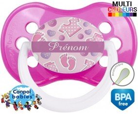 Bouton rose + prénom: Sucette Anatomique-su7.fr