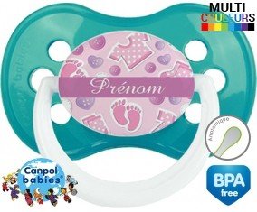 Bouton rose + prénom: Sucette Anatomique-su7.fr