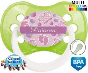 Bouton rose + prénom: Sucette Anatomique-su7.fr