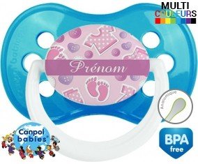 Bouton rose + prénom: Sucette Anatomique-su7.fr