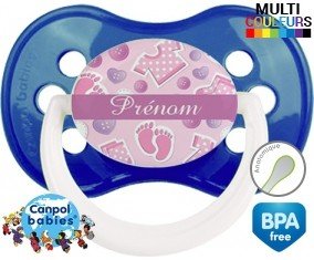 Bouton rose + prénom: Sucette Anatomique-su7.fr