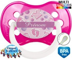 Bouton rose + prénom: Sucette Anatomique-su7.fr