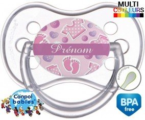 Bouton rose + prénom: Sucette Anatomique-su7.fr