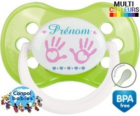 Main de bébé (fille) + prénom: Sucette Anatomique-su7.fr