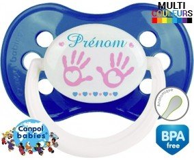 Main de bébé (fille) + prénom: Sucette Anatomique-su7.fr