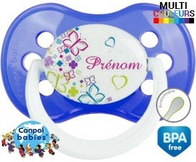 Papillons et fleurs + prénom: Sucette Anatomique-su7.fr