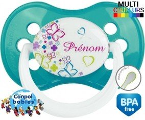 Papillons et fleurs + prénom: Sucette Anatomique-su7.fr