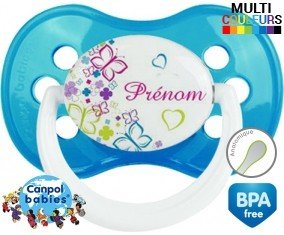 Papillons et fleurs + prénom: Sucette Anatomique-su7.fr