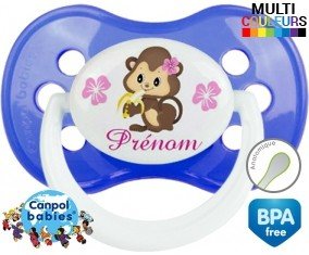 Tetine Singe noeud papillon + prénom embout Anatomique personnalisée
