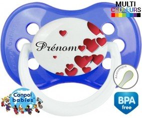 Pleins de cœurs + prénom : Sucette Anatomique personnalisée