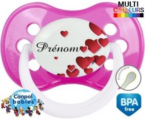 Pleins de cœurs + prénom: Sucette Anatomique-su7.fr