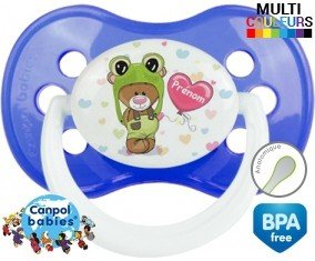 Ourson tortue + prénom : Sucette Anatomique personnalisée