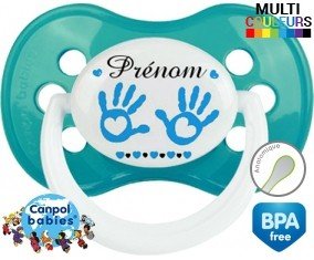 Main de bébé (garçon) + prénom: Sucette Anatomique-su7.fr