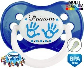 Main de bébé (garçon) + prénom: Sucette Anatomique-su7.fr