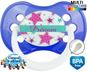 Étoile turquoise + prénom : Sucette Anatomique personnalisée