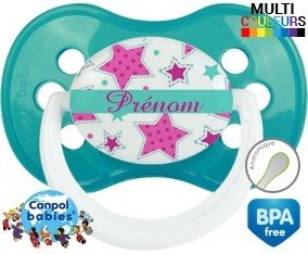 Étoile turquoise + prénom: Sucette Anatomique-su7.fr