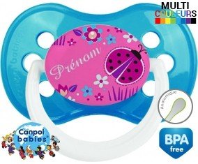 Originale coccinelle rose + prénom: Sucette Anatomique-su7.fr