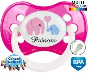 Elphants bleu et rose + prénom: Sucette Anatomique-su7.fr