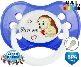 Herisson cœur + prénom : Sucette Anatomique personnalisée