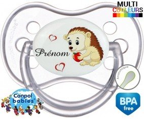 Herisson cœur + prénom: Sucette Anatomique-su7.fr