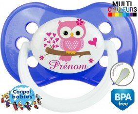 Tetine Hibou style4 + prénom embout Anatomique personnalisée
