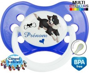 Border collie + prénom : Sucette Anatomique personnalisée
