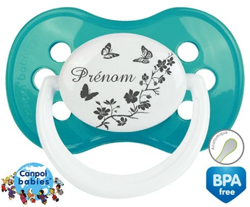 Papillons + prénom: Sucette Anatomique-su7.fr