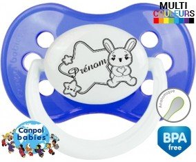Lapin étoile + prénom : Sucette Anatomique personnalisée