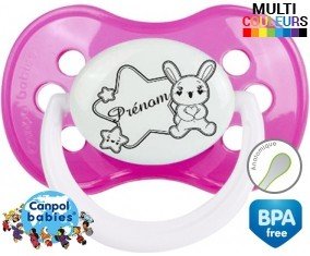 Lapin étoile + prénom: Sucette Anatomique-su7.fr