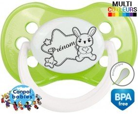 Lapin étoile + prénom: Sucette Anatomique-su7.fr