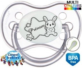 Lapin étoile + prénom: Sucette Anatomique-su7.fr