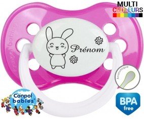 Lapin fleur + prénom: Sucette Anatomique-su7.fr