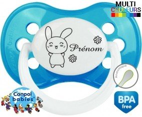 Lapin fleur + prénom: Sucette Anatomique-su7.fr