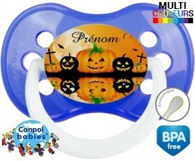 Halloween citrouille + prénom : Tétine Anatomique personnalisée