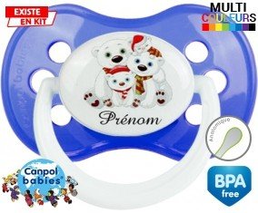 Famille ours de noël + prénom : Tétine Anatomique personnalisée