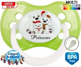 Famille ours de noël + prénom: Sucette Anatomique-su7.fr