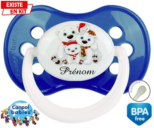 Famille ours de noël + prénom: Sucette Anatomique-su7.fr