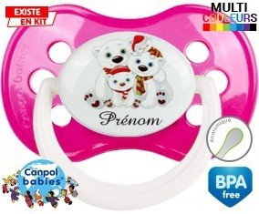 Famille ours de noël + prénom: Sucette Anatomique-su7.fr