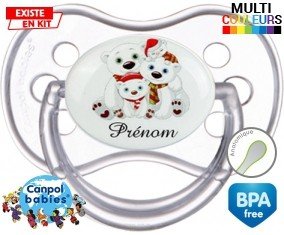 Famille ours de noël + prénom: Sucette Anatomique-su7.fr