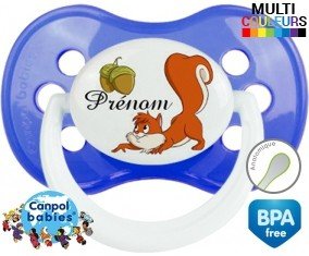 Ecureuil + prénom : Sucette Anatomique personnalisée