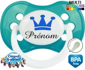 Couronne bleu + prénom: Sucette Anatomique-su7.fr