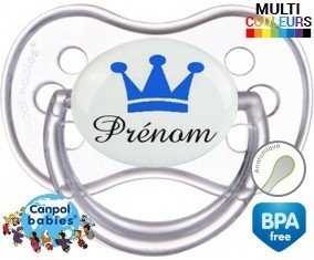 Couronne bleu + prénom: Sucette Anatomique-su7.fr