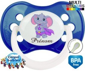 Elephant super héros + prénom: Sucette Anatomique-su7.fr