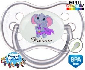 Elephant super héros + prénom: Sucette Anatomique-su7.fr